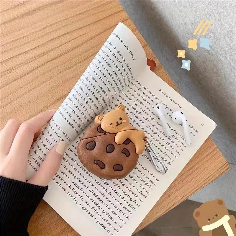 Cookie Bear Case For Airpods Apple 1/2/3 Bluetooth Wireless Earphone Cover Cute Silicone Protective Soft Case For Airpods Pro 2