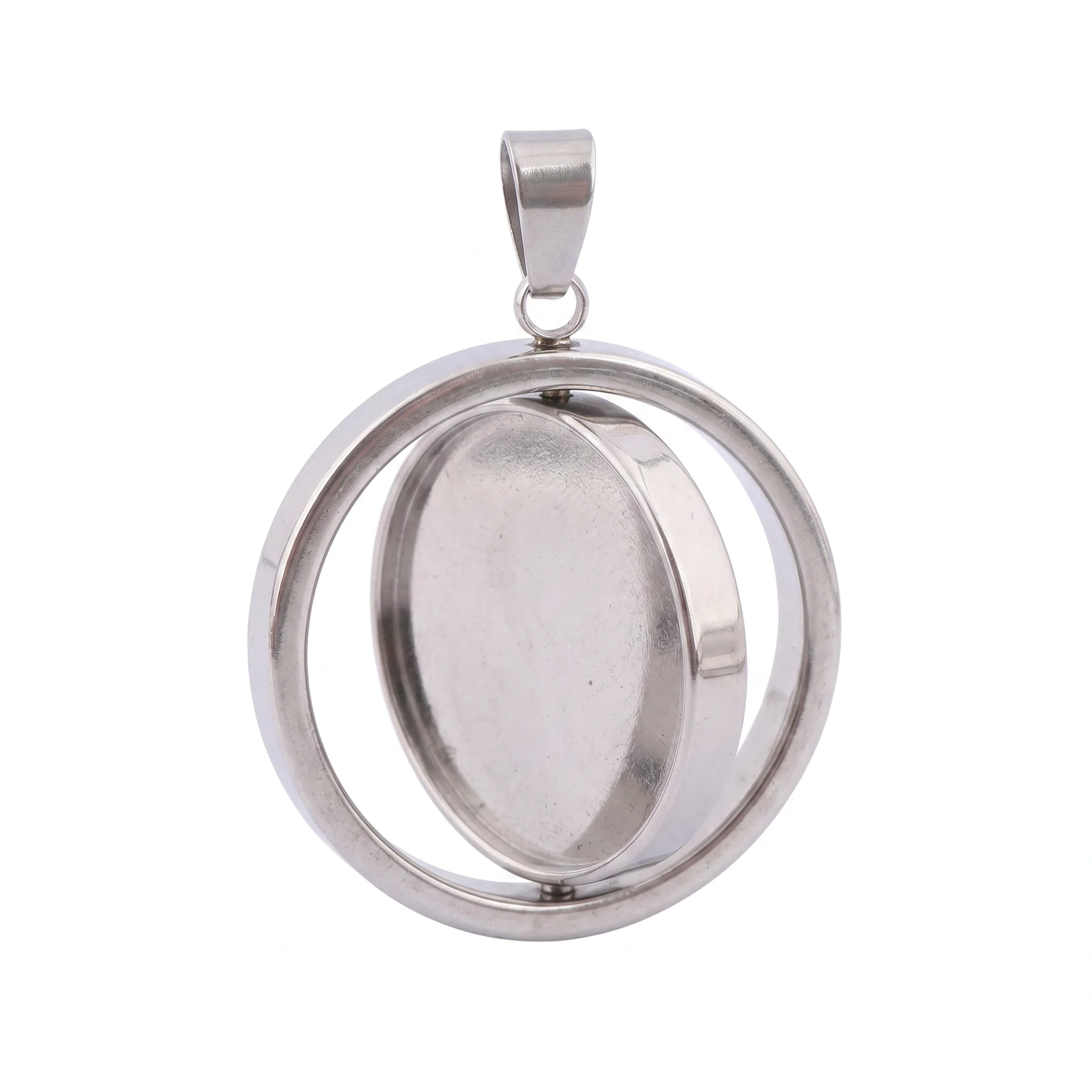 3 pièces de supports de cabochon rotatifs ronds en acier inoxydable de 20 mm, vierges pour la création de bijoux DIY (colliers)