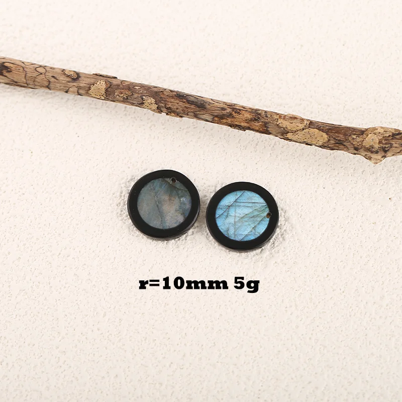 Handmade round Natural Stone Earrings for Women Obsidian Labradorite 20x3mm Fashion Jewelry DIY Making Accessories 5g