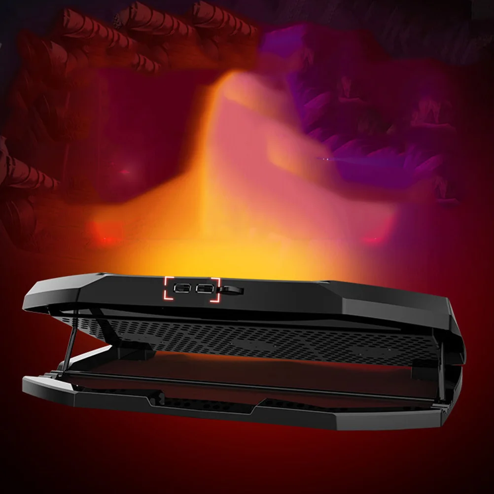 

Laptop Cooling Pad 3 Red LED Fans Silent Adjustable Angle Notebook Holder Mesh Metal Panel Dual USB Port Low Noise