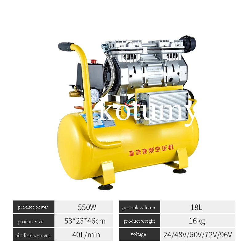 Compressore d'aria piccolo con tensione CC 12V-96V Pompa per compressore d'aria senza olio Tipo elettrico Dissipazione rapida del calore