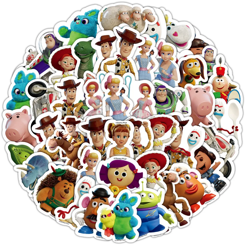 50PCS Disney Cartoon Toy Story Stickers Movie Anime Decal Skateboard Guitar Laptop Cute Kawaii Sticker Pack Kids Girl Boy Toys