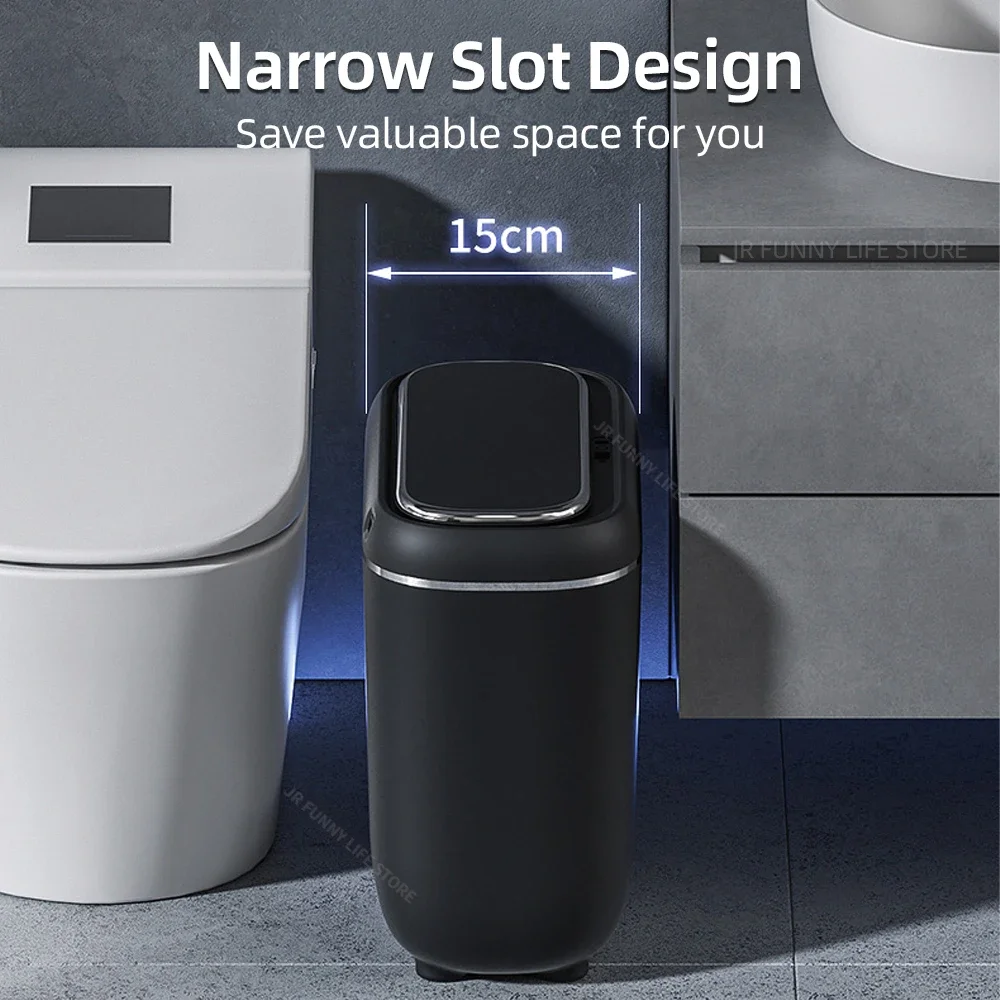 14L Smart Sensor Trash Can Electronic Automatic Bathroom Toilet Wastebasket Waterproof Narrow Storage Bucket Home Trash Bin