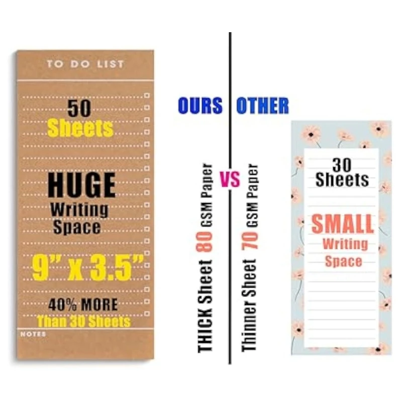 Notepads ตู้เย็น Notepads Writing Pad 50 แผ่น/แผ่นกว้างเรียงราย