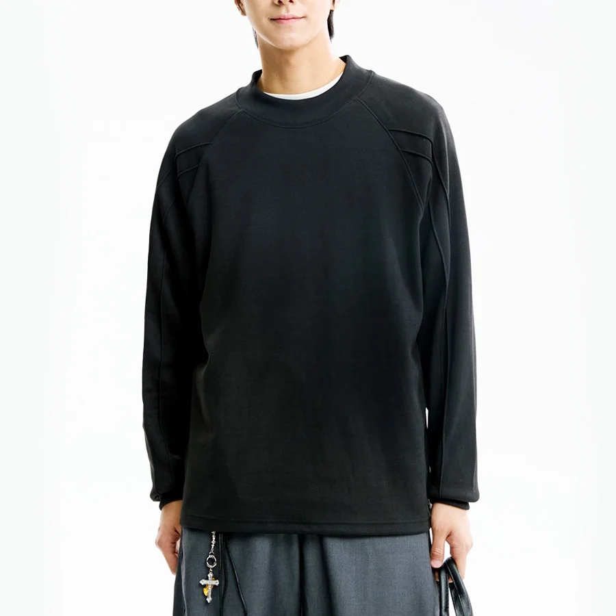 Autumn Warm Basic Niche Design Bottom Tshirt Men Long Sleeve Streetwear Fashion Loose Casual T-Shirt Cityboy T Shirts Tops