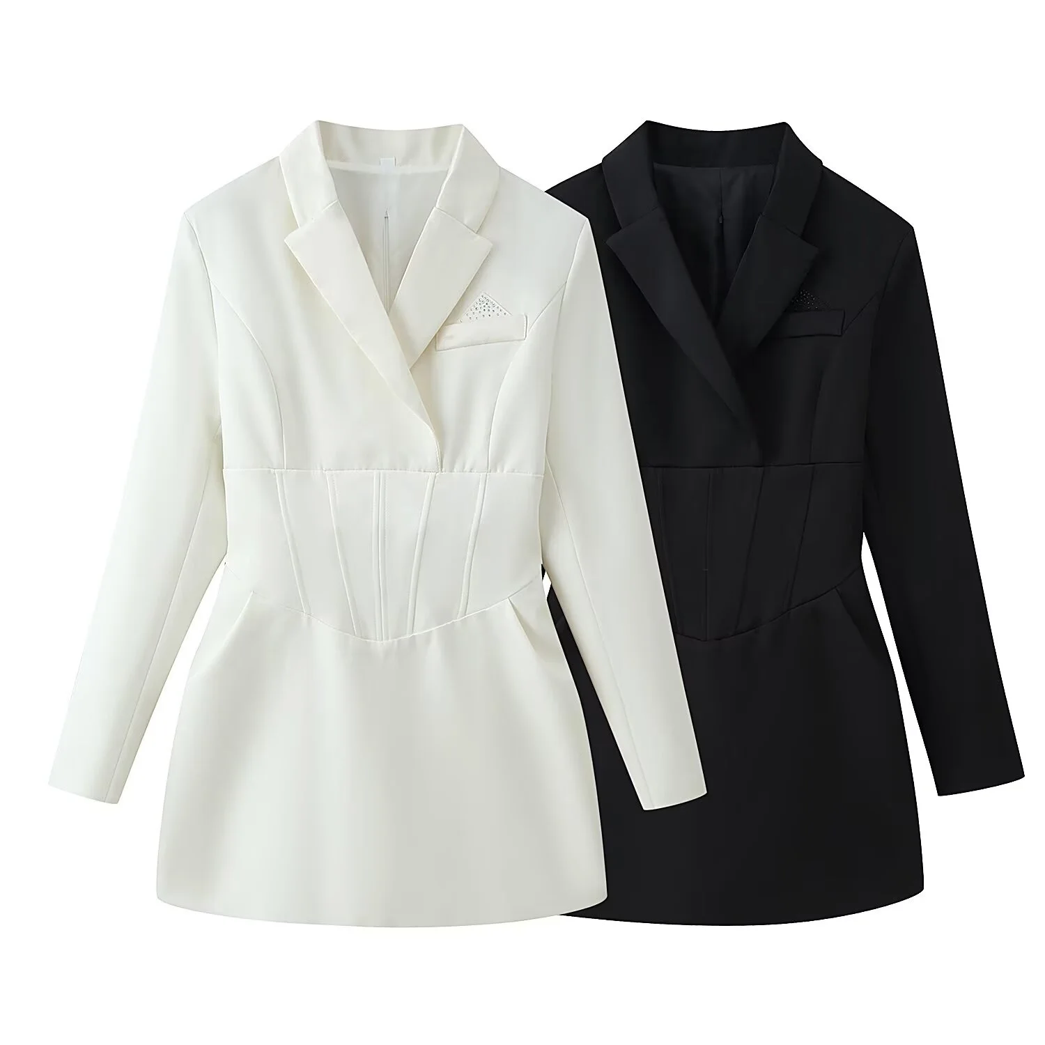 Robe blazer cintrée pour femme, mini-robe printemps automne, chic féminin, manches longues, dos à lacets, robe sexy, robe courte élégante pour femme de bureau