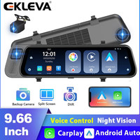 EKLEVA 3CH Mirror Dash Cam 2K+1080P Front Rear Camera Carplay Android Auto 5G WiFi Reverse Parking Assist 24H Monitor DVR