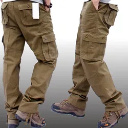 Men's Cargo Pants Multi Pocket Military Long Trousers New Outdoor Work Pants Male Army Straight Casual Trousers Plus Size 44