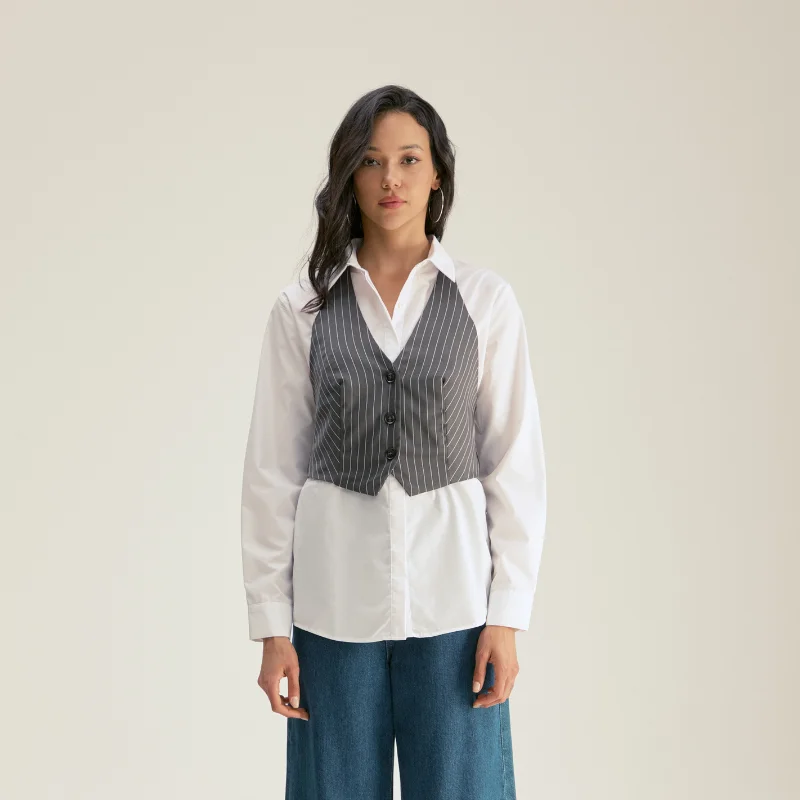 Novas mulheres sexy sem costas arco amarrado listrado impressão blusa curta feminino chique sem mangas breasted colete camisa blusas topos