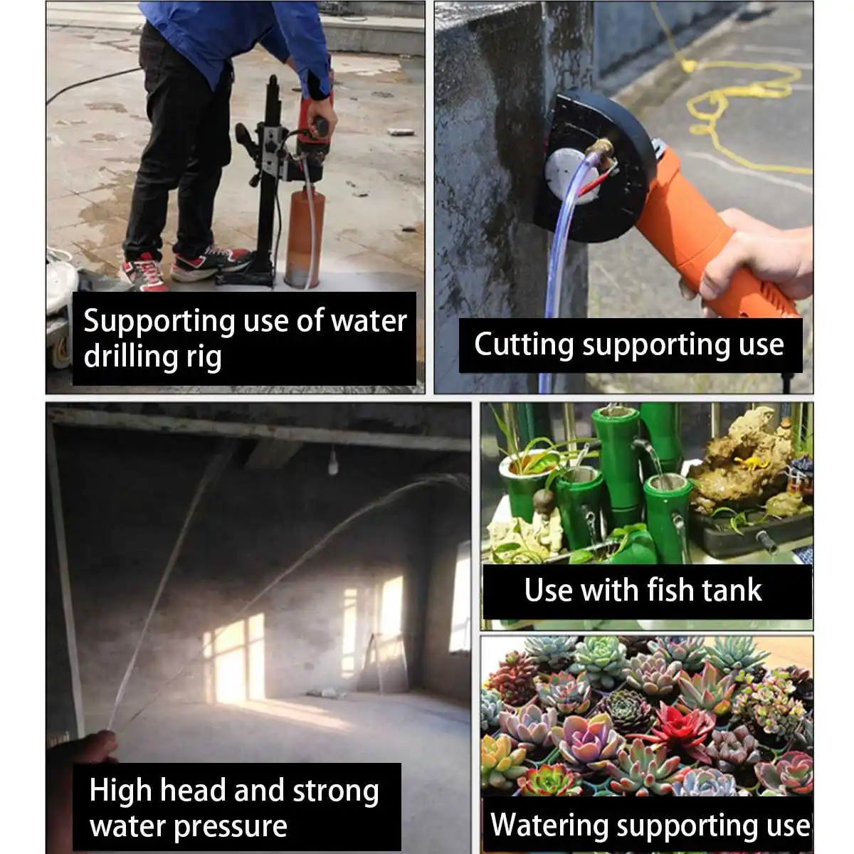 8L/min 60W 15m DC 12V Water Pump Water Circulation Submersible Water Pumps 6mm/8mm/10mm 3 Stage Waters Inlets