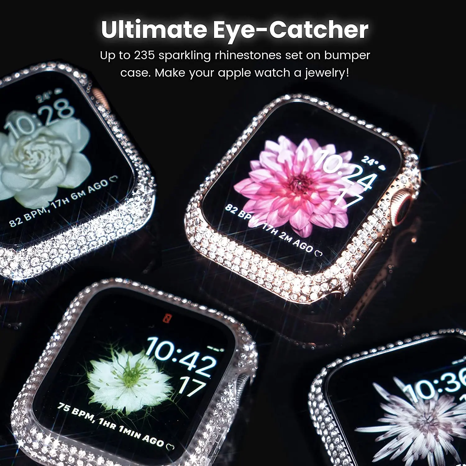 다이아몬드 시계 케이스 내장 강화 유리, 애플 워치 9, 41mm, 45mm, 38mm, 40mm, 42mm, 44mm, 아이워치 시리즈 8, 7, 6, SE, 5, 4, 3 커버