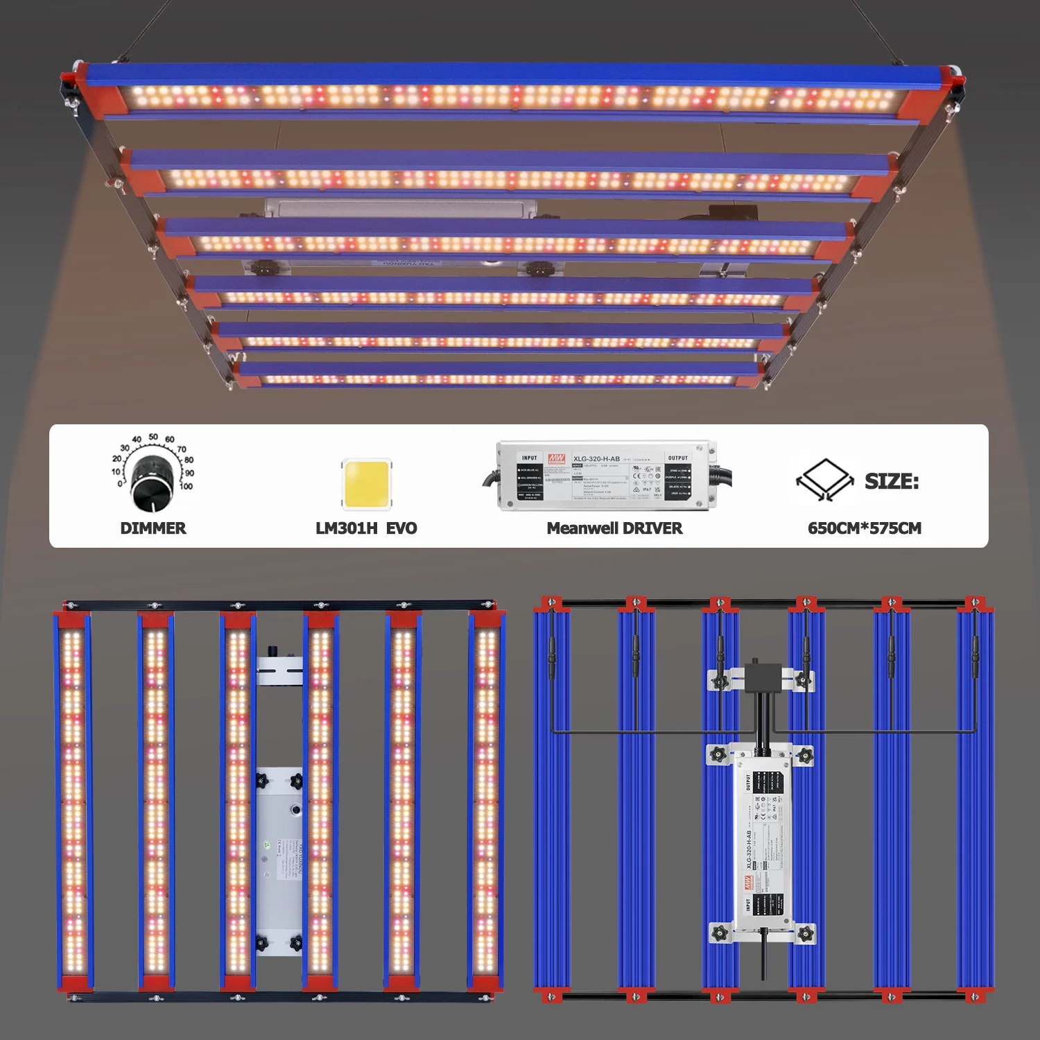 شريط إضاءة LED للنمو 320 وات Sam sung LM301H EVO LED ضوء نمو النباتات الداخلي الخارجي المائي الطيف الكامل