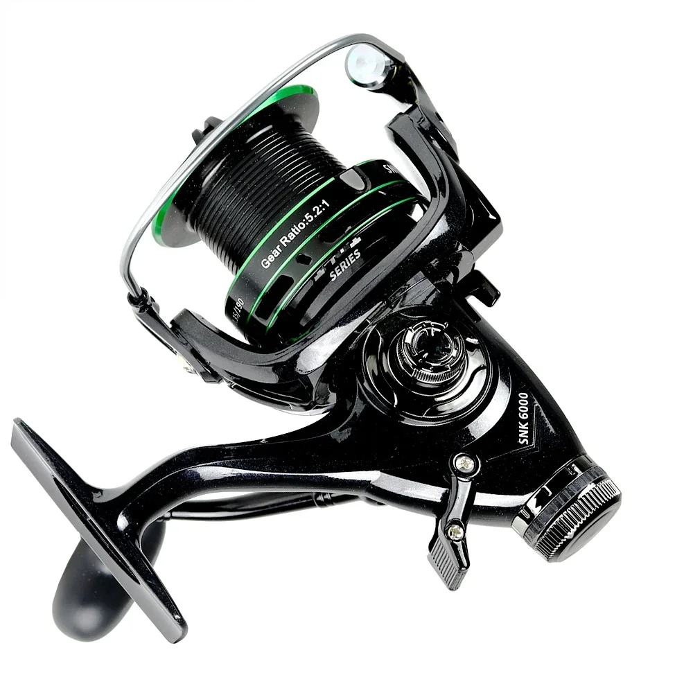 Fishing Reel 5.2:1 Gear Ratio Fly Carp Feeder 3000-6000 Series MAX Drag 20KG Double Brake System Saltwater Spinning Reels Pesca