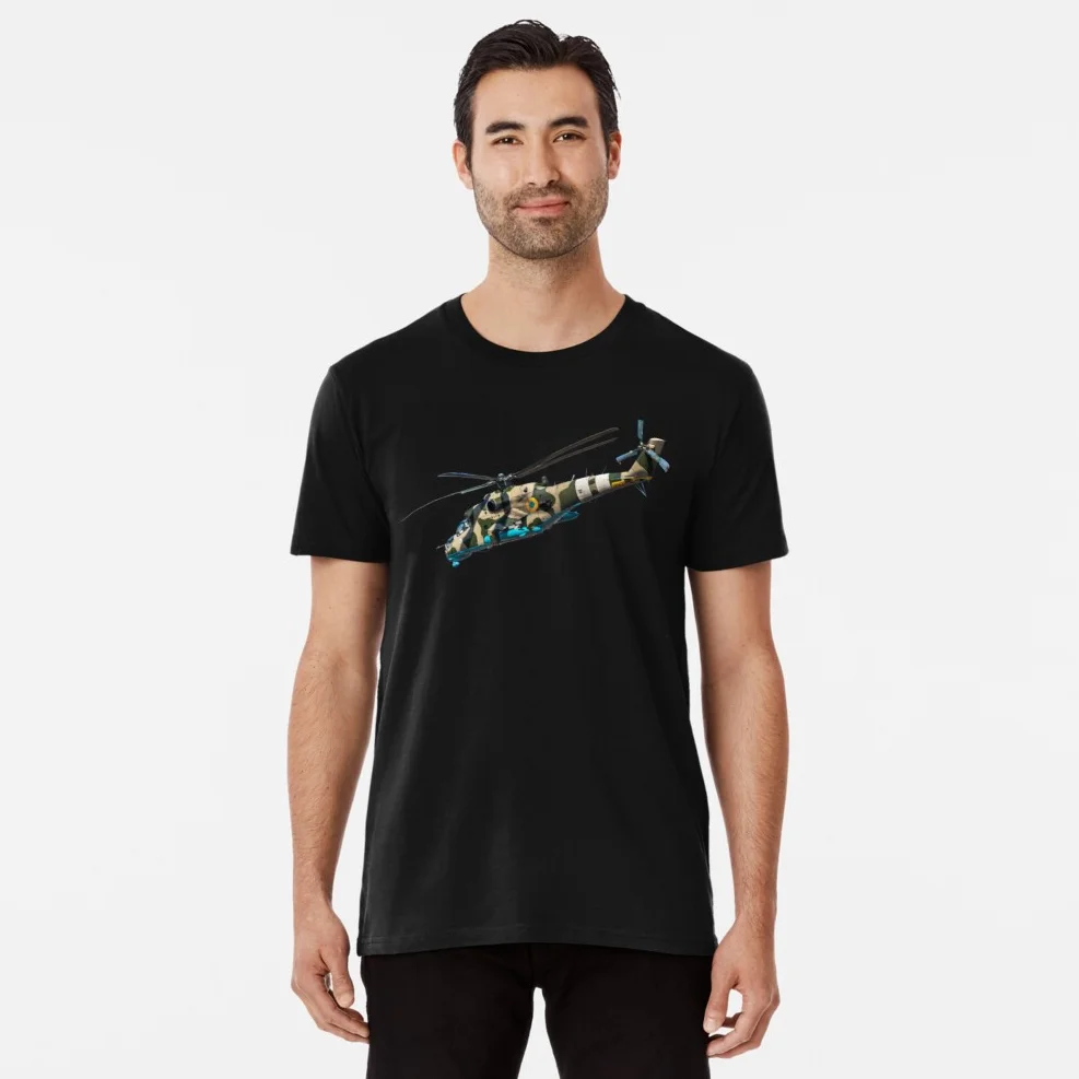 

Ukrainian Air Force Mi-24 Gunship and Attack Helicopter T Shirt. New 100% Cotton Short Sleeve O-Neck Casual T-shirts Size S-3XL