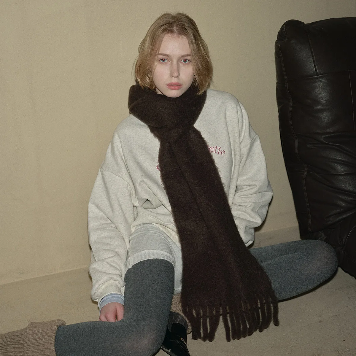 Alpaca Mohair Wool Blend Scarf for Women, Solid Color Tassel Winter Wrap,Ultra Soft & Plush Luxurious Shawl, Cozy Warm Accessory