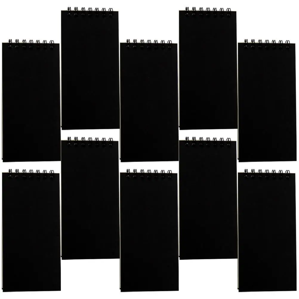 10 Pcs Pocket Notepads Business Notebook Mini Supplies Black Spiral Notebooks Password Book Small Pad Travel Memo Office Daily