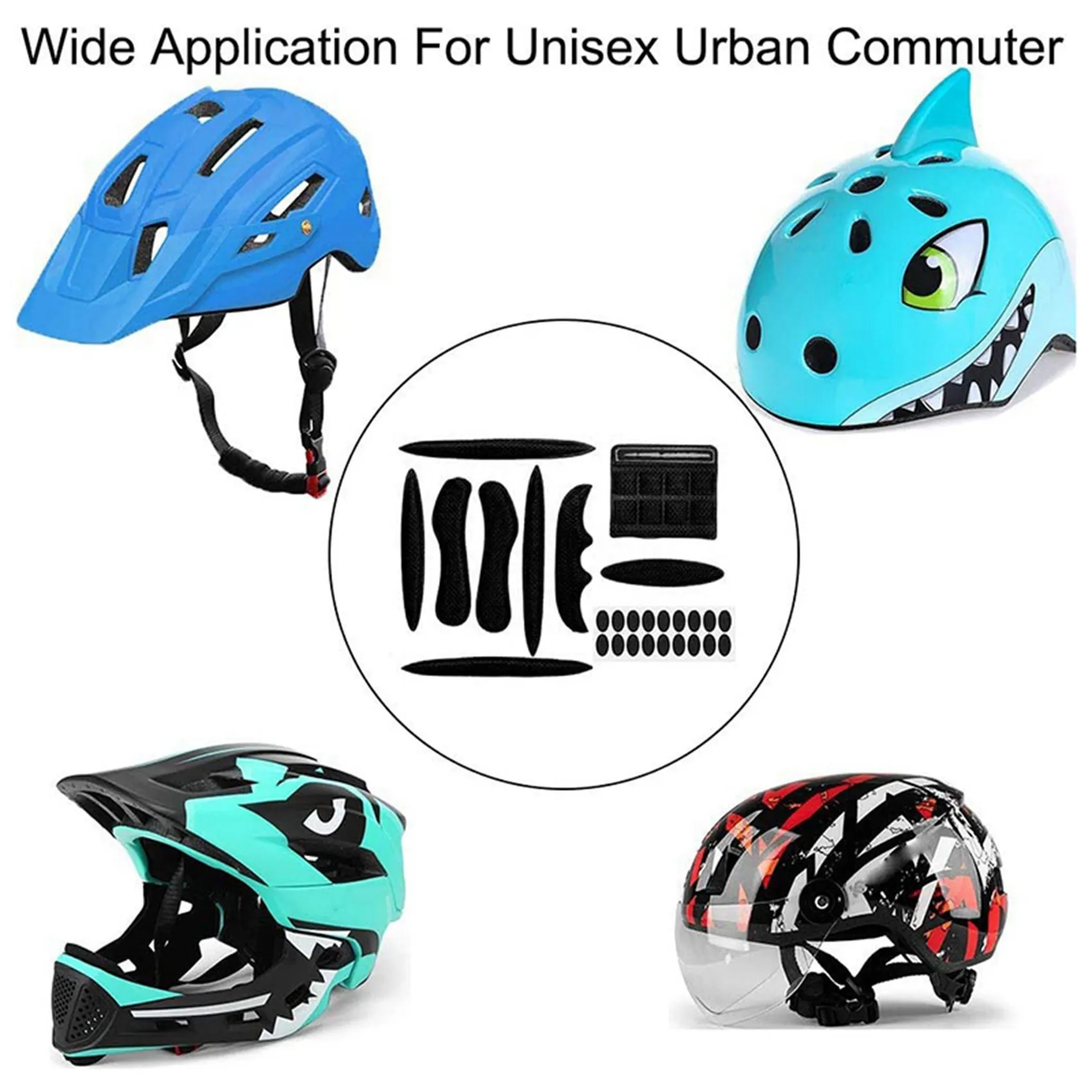 4 Pack Universal Cycling Replacement Sponge Pads Set Helmet Cushions Kit For Bike Cycling Motorcycle Helmet,Black