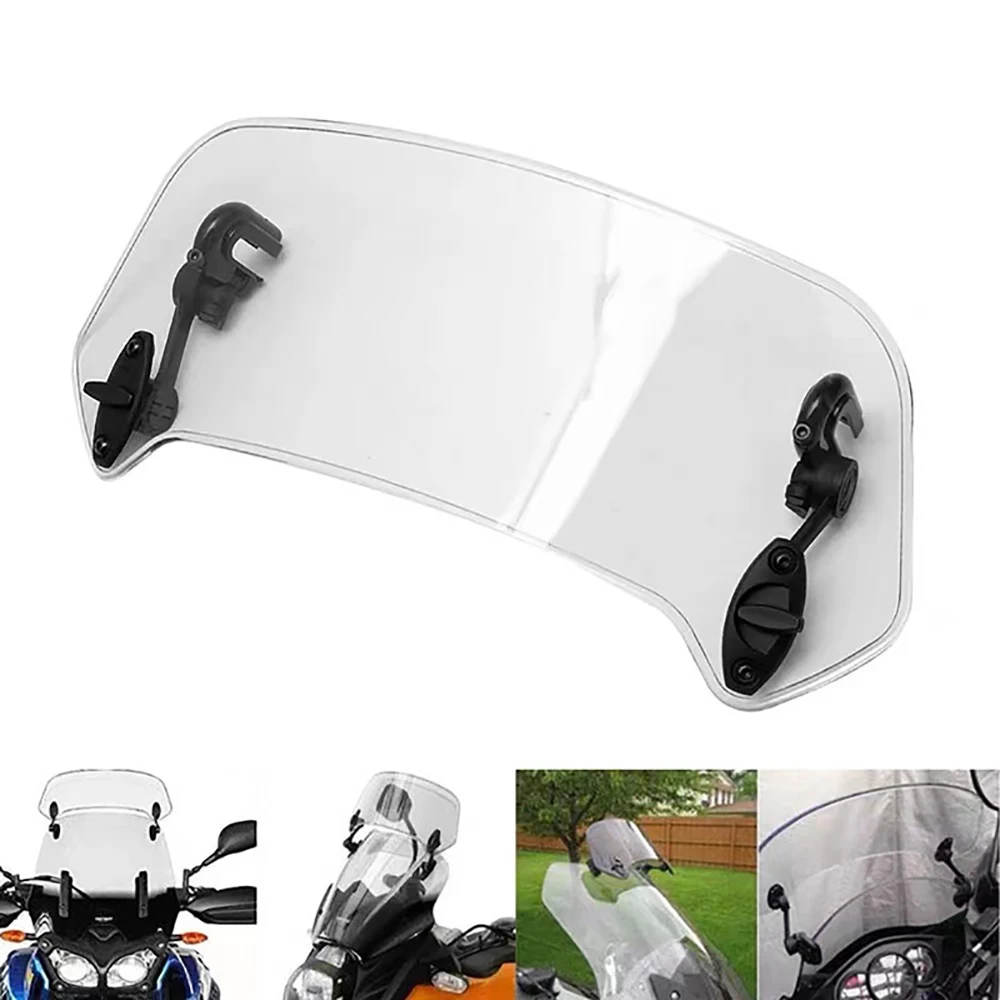 Universal Motorcycle Windshield Extension Adjustable Spoiler Clamp-On Windscreen Deflector For BMW KAWASAKI YAMAHA HONDA SUZUKI