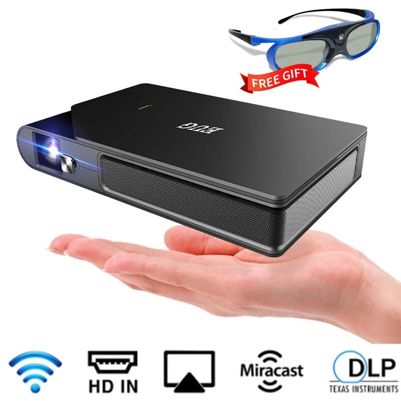 Top! Mini Pocket Projector DLP WIFI 150' Screen Full HD Home Theater Cinema Portable Outdoor 3D Movie Projector for