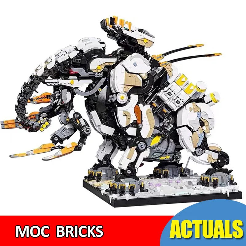 MOC Horizon Dawn Thunders Zero Giant Long Necked Mecha Beast Tooth Building Blocks Set Mechanical Giraffe Monster Bricks Toy