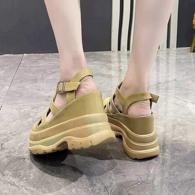 11CM High Platform Sandals New Summer Hidden Heel Casual Mules Shoes Female Outside Beach Slipper Breathable Chunky Sneakers