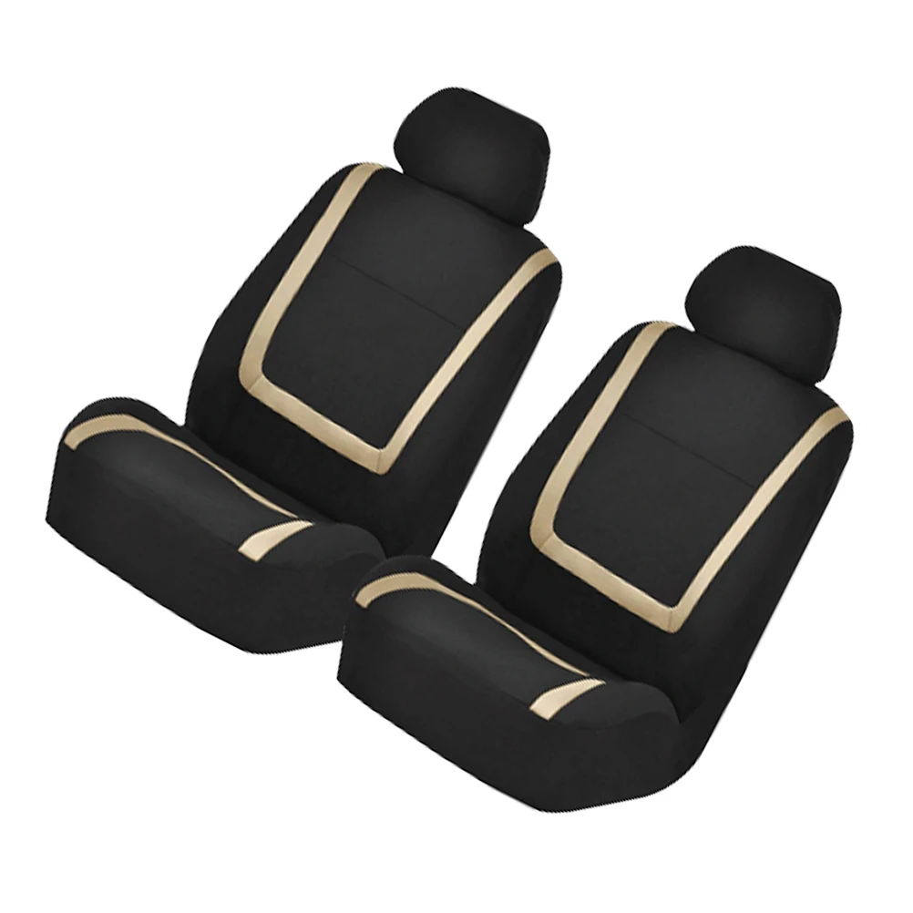 

4Pcs Car Seat Cover Universal Design Thickened Wear Resistant Front Seat Protector Mat Car Interior Accessory Beige