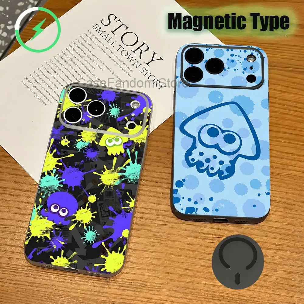 

Game S-Splatoon For iPhone 17,16,15,14,13,12,11,Pro,Max,Plus Transparent gray Phone Case Magnetic Wireless Charging