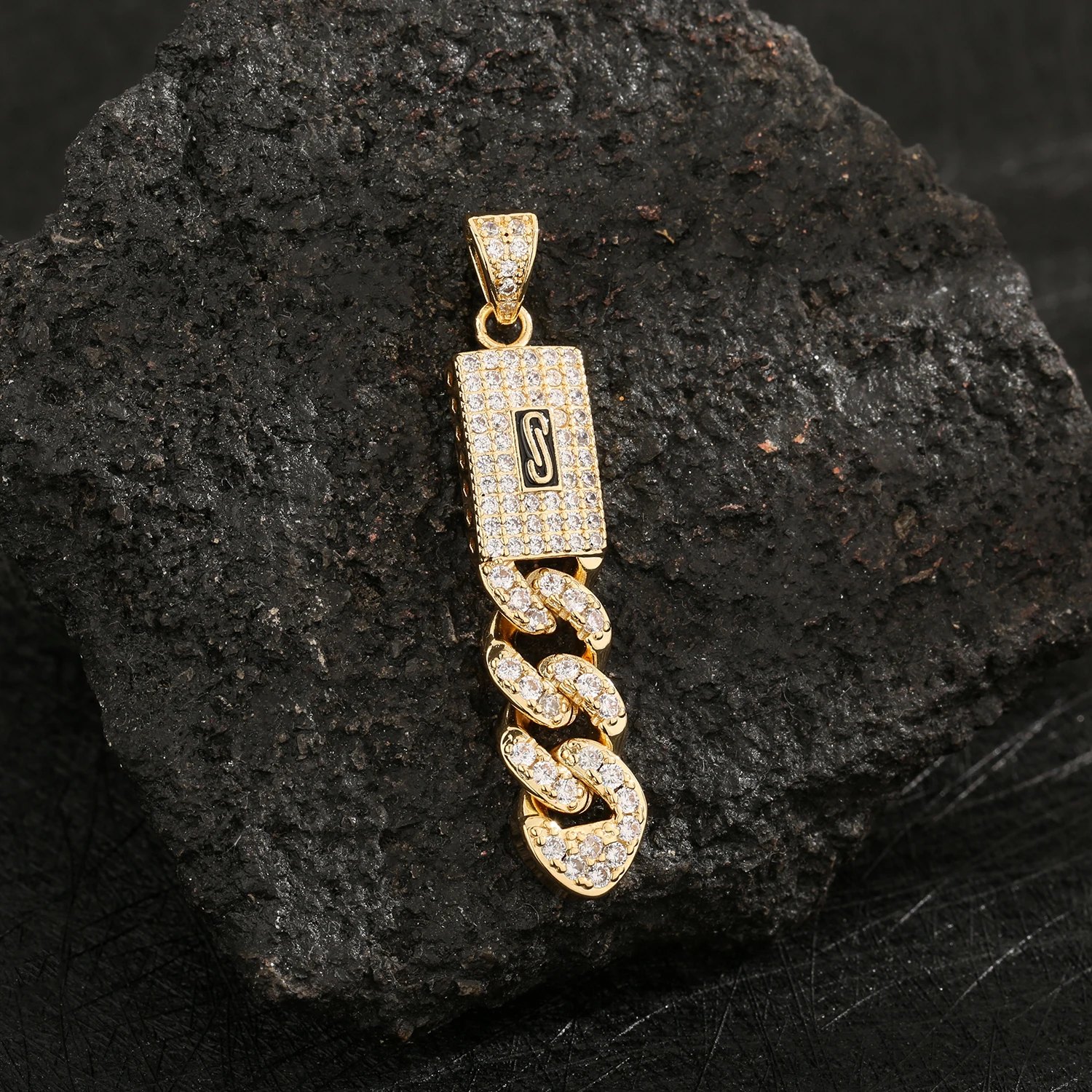 VCT Monaco rectangular zircon Cuban small pendant ice crystal small crystal zircon pendant hip-hop rock jewelry