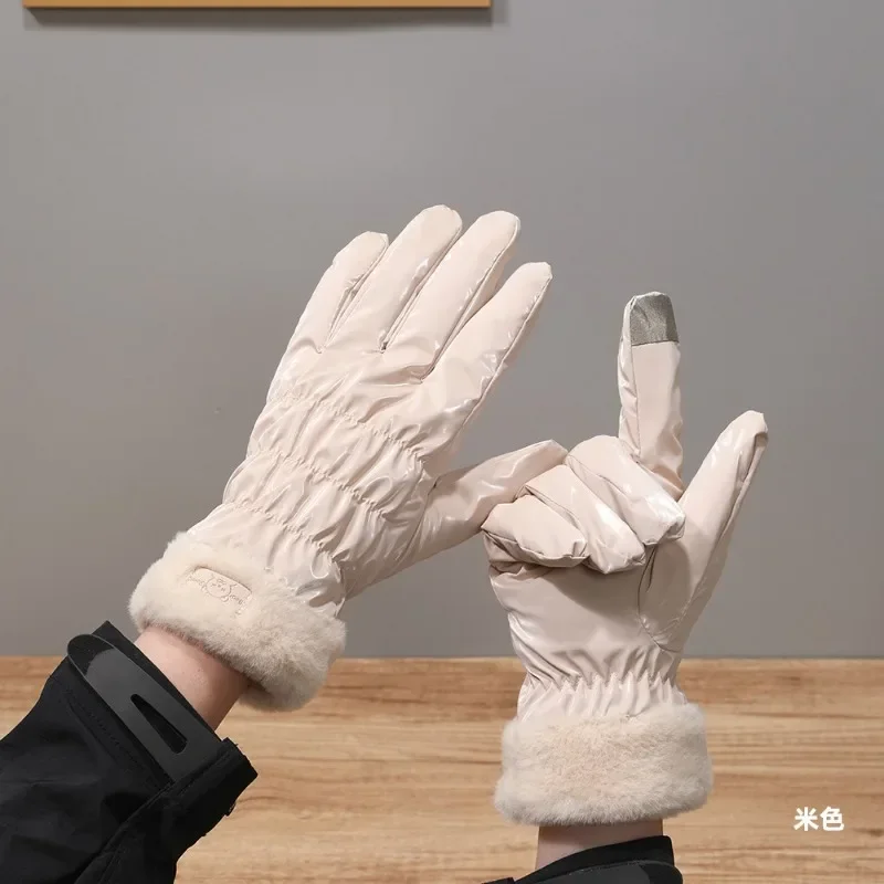 女性の冬の屋外手袋フリース肥厚暖かいサイクリング登山スキー防風性と耐寒性豪華な綿の手袋