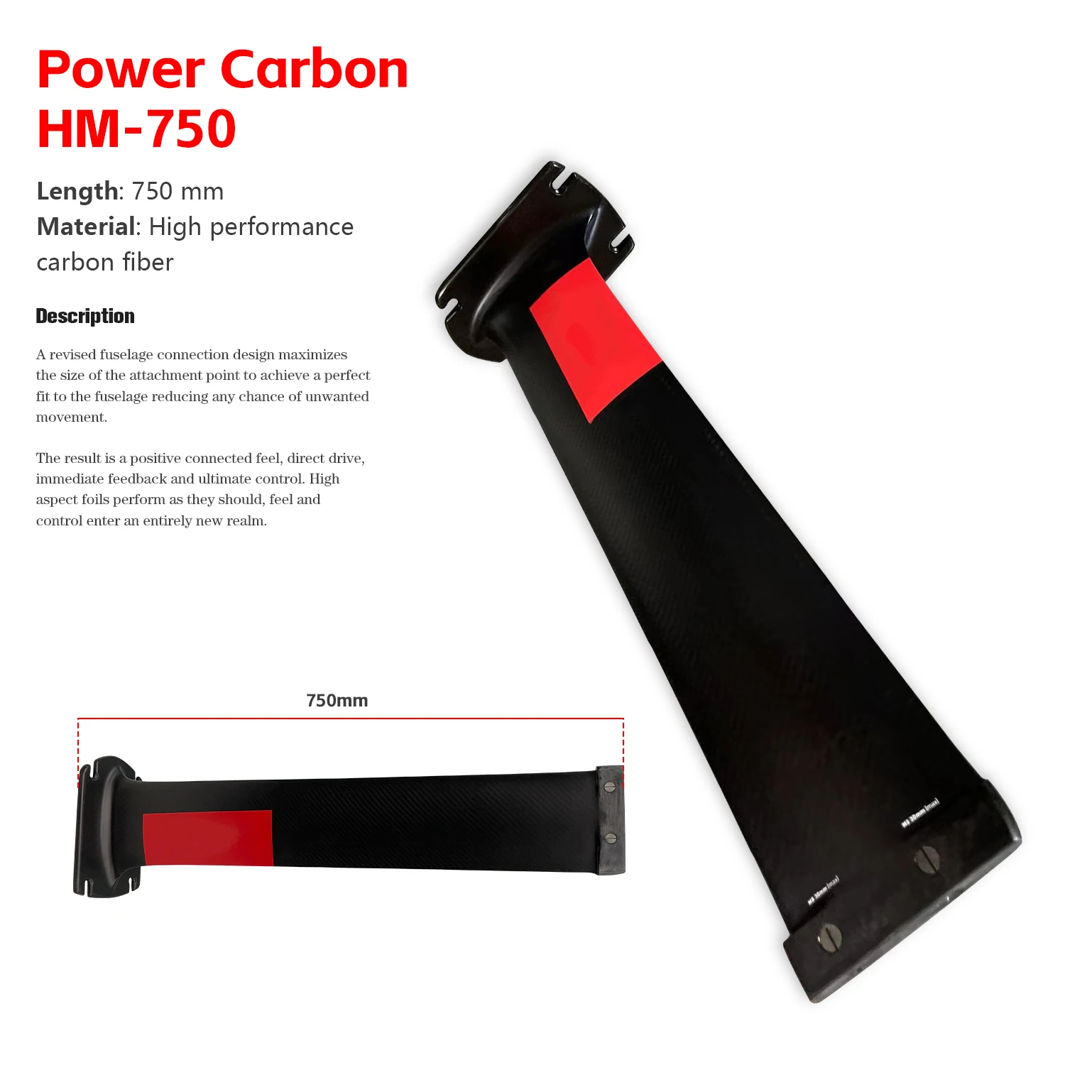 Best-Selling  Original Power Carbon High-Performance 750mm Carbon Fiber Mast Accessory Waterplay Surfing Tools Accessories