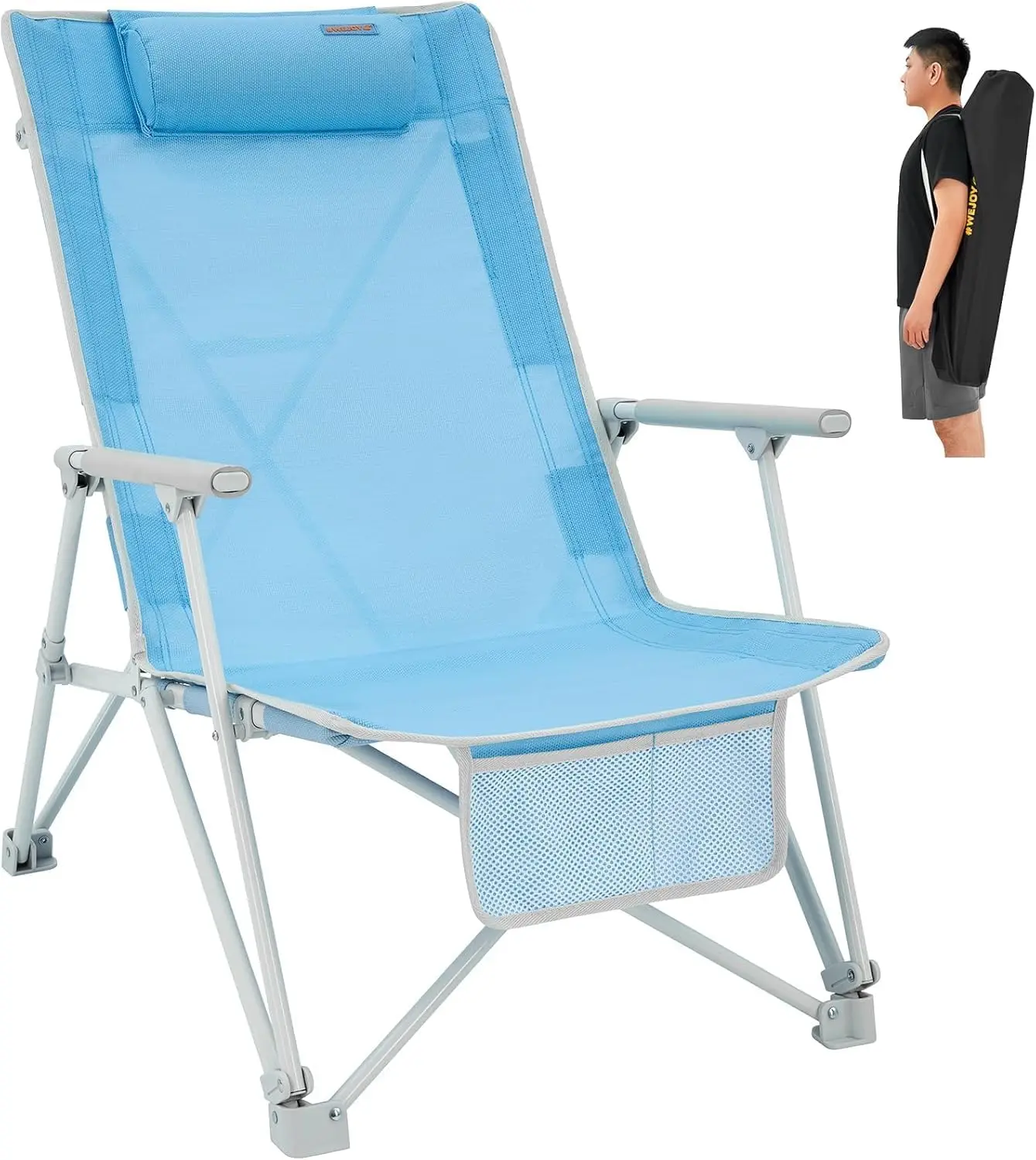 

Folding Webbed Lawn Beach Chair - Heavy Duty Portable Outdoor Chair with Hard Armrest for Camping,Garden,Concerts,Festivals