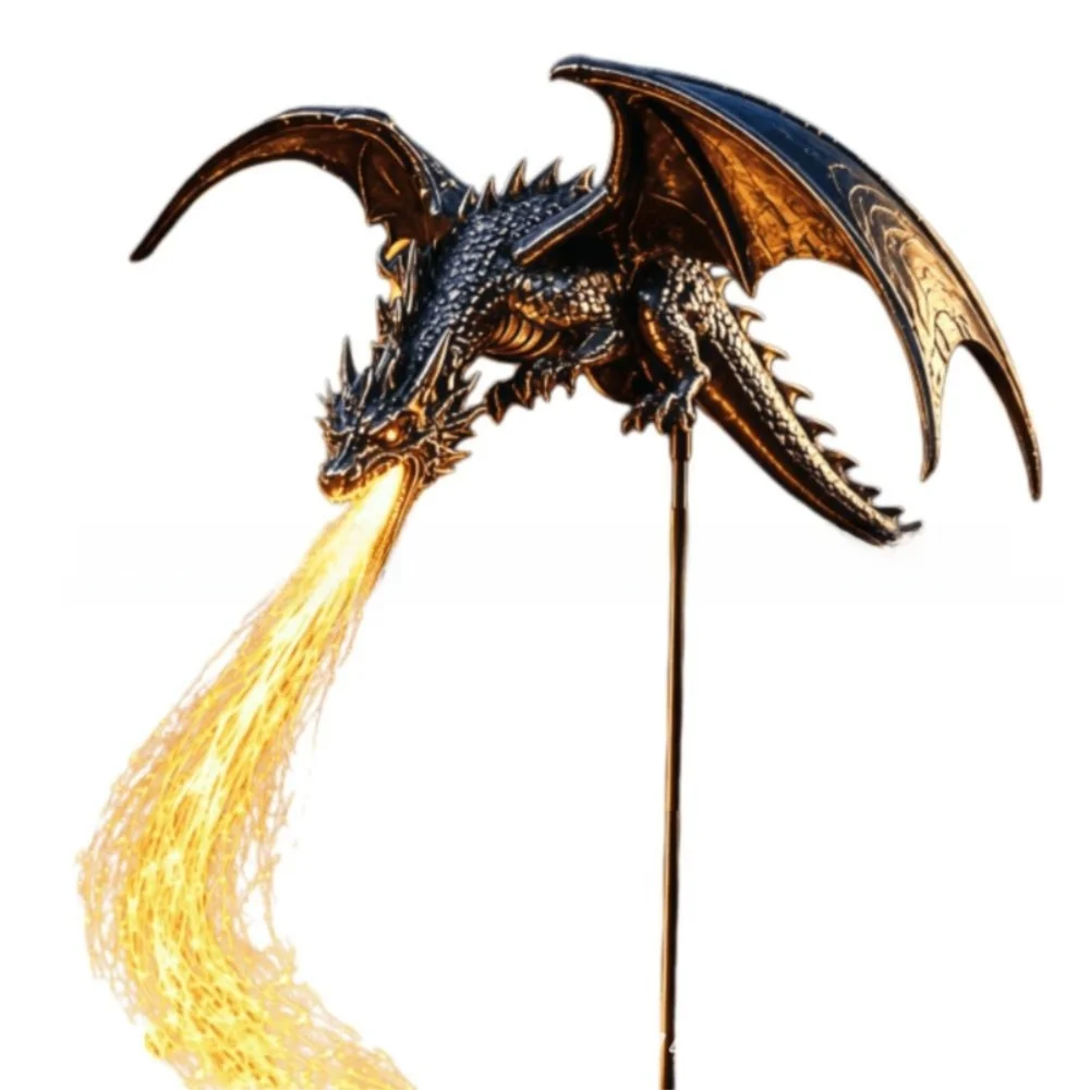 Solar Powered Solar Garden Light Resin Artwork Resin Craft Resin Dragon Fire Garden Light Dragon Fire Design Waterproof