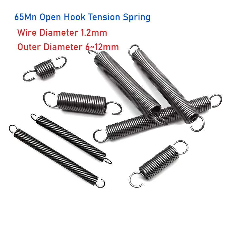 1pcs 65Mn Open Hook Tension Spring Wire Diameter 1.2mm O hook extension spring Outer Diameter 6~12mm
