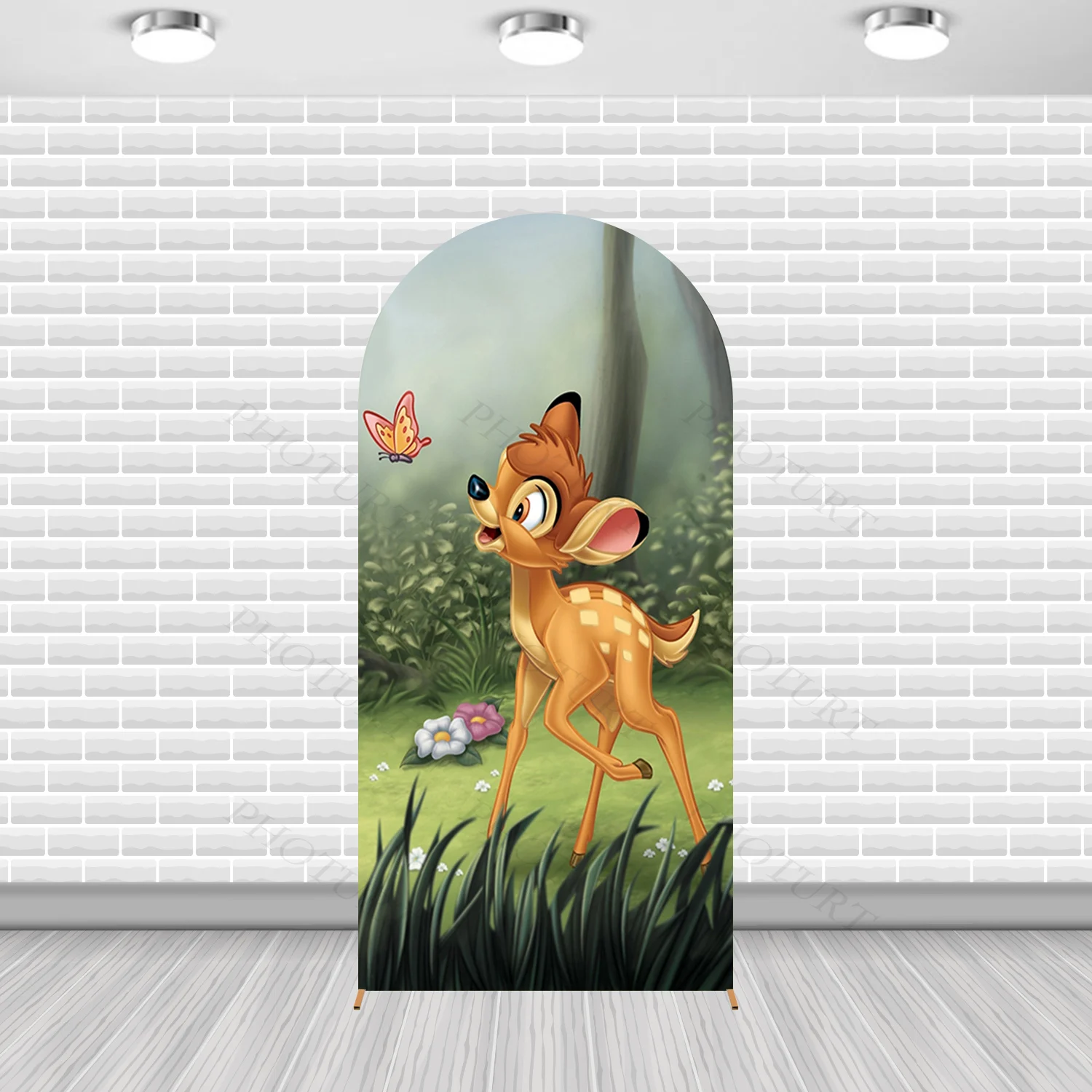 Arch Disney Bambi Deer Background Kids Birthday Party Baby Shower Backdrop Double Side Polyester Arch Banner Photography Props