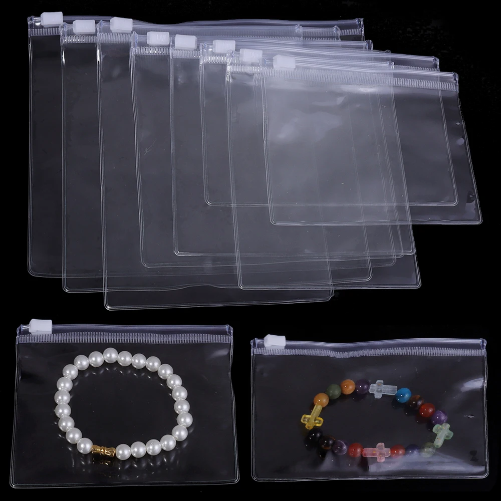 10pcs PVC Self Sealing Plastic Jewelry Zip Lock Bags Thick Clear Ziplock Earrings Packaging Storage Bags Jewelry Packaging Bag