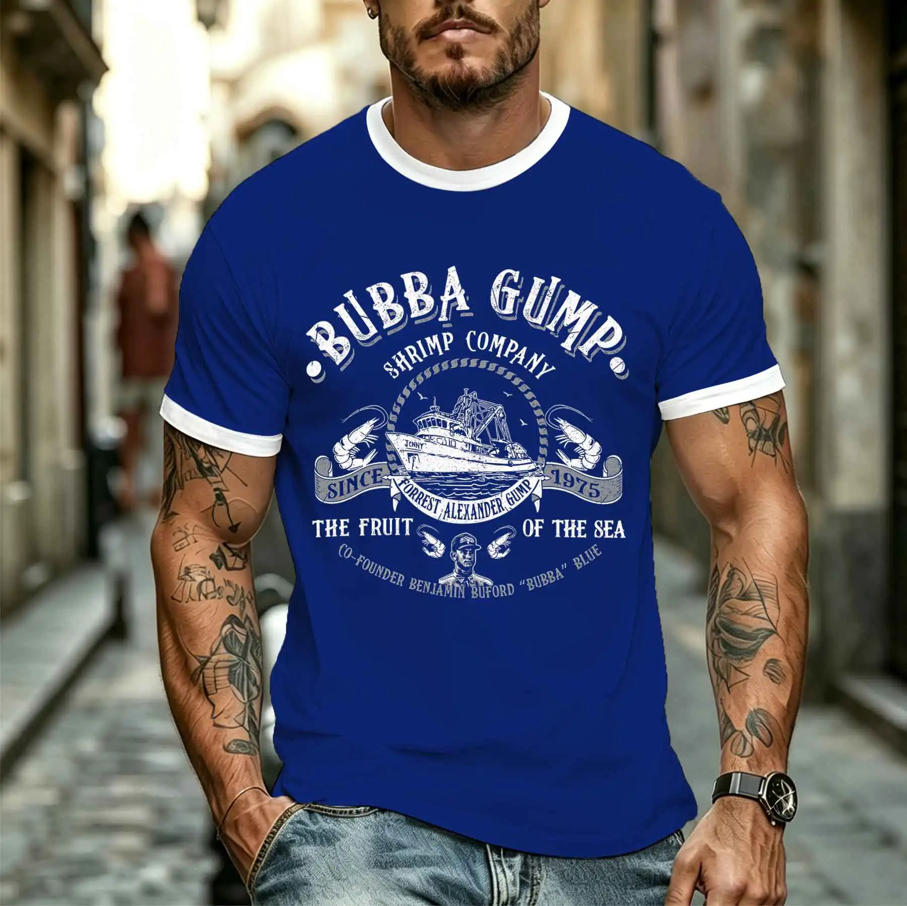 2026 new model Tee Stylish Comfortable Men's Classic Forrest Gump Bubba Gump Shrimp Co. Vintage Graphic Casual T-Shirts Tee for