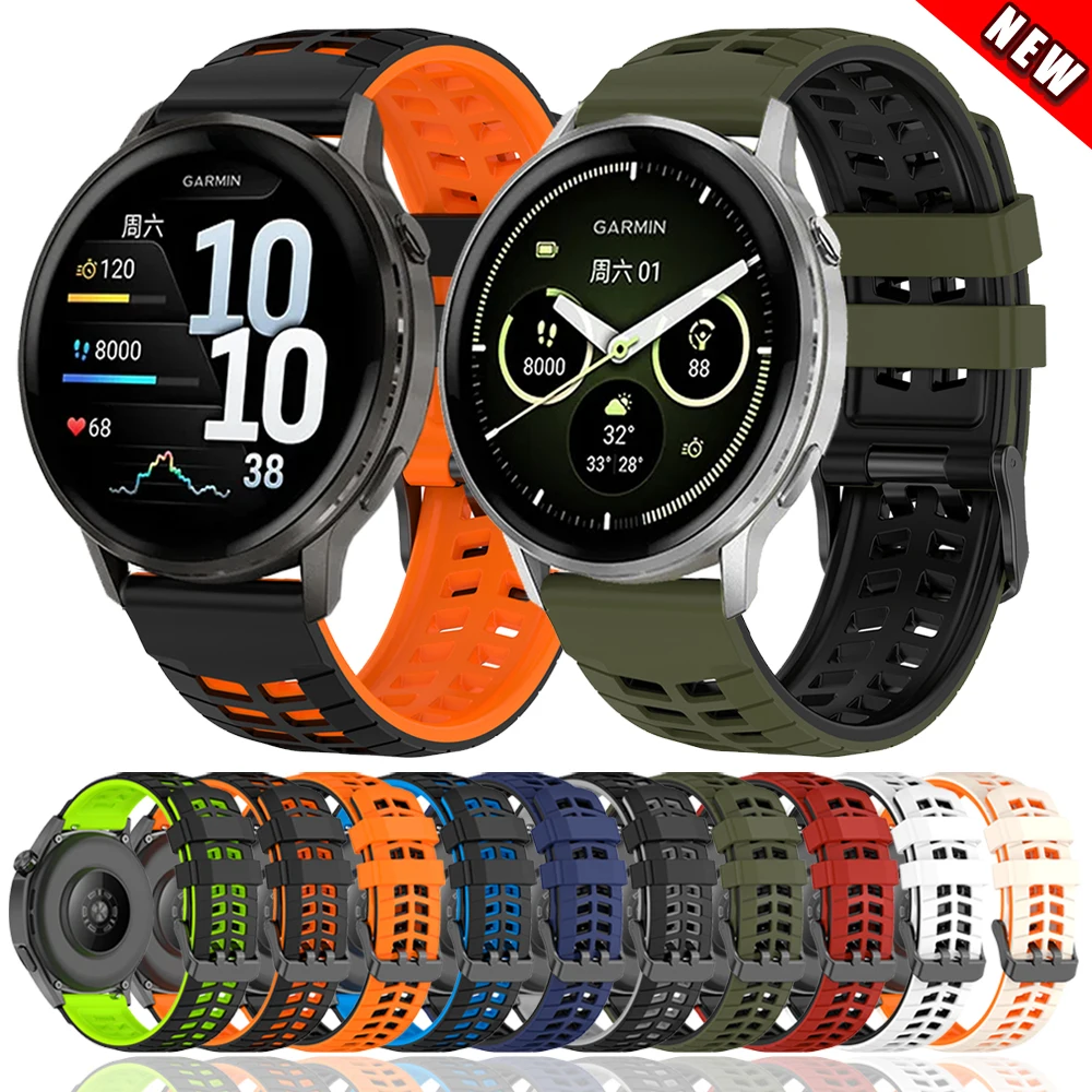 22mm Watchband For Garmin Venu 4 45mm Silicone Sport Strap For Garmin Forerunner 265 255 Music 570 Vivoactive4 Venu 3 2 Bracelet