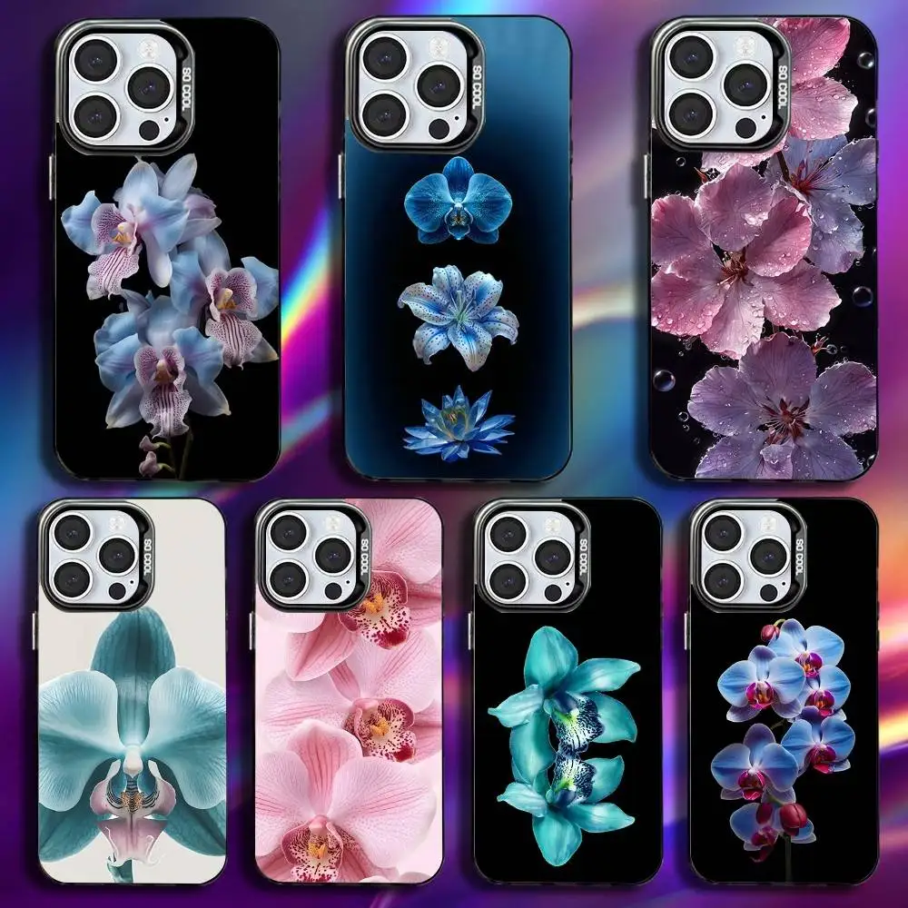 

Elegant Pink and Blue Orchid Phone Case For iPhone 17,16,15,14,13,12,Pro,Max,Plus,Mini,XS,SE Anti Fall Black Matte Hard Bumper