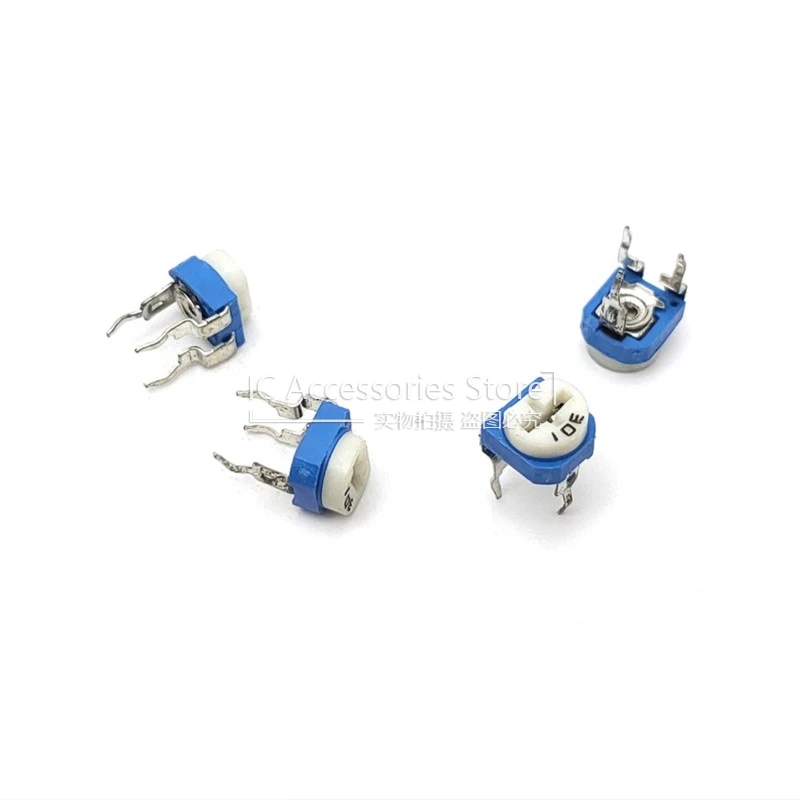 50PCS RM065 Horizontal Blue White Adjustable Potentiometer Resistor 200R 300R 1K 2K 3K 5K 10K 20K 50K 100K 500K 102 301 203 504