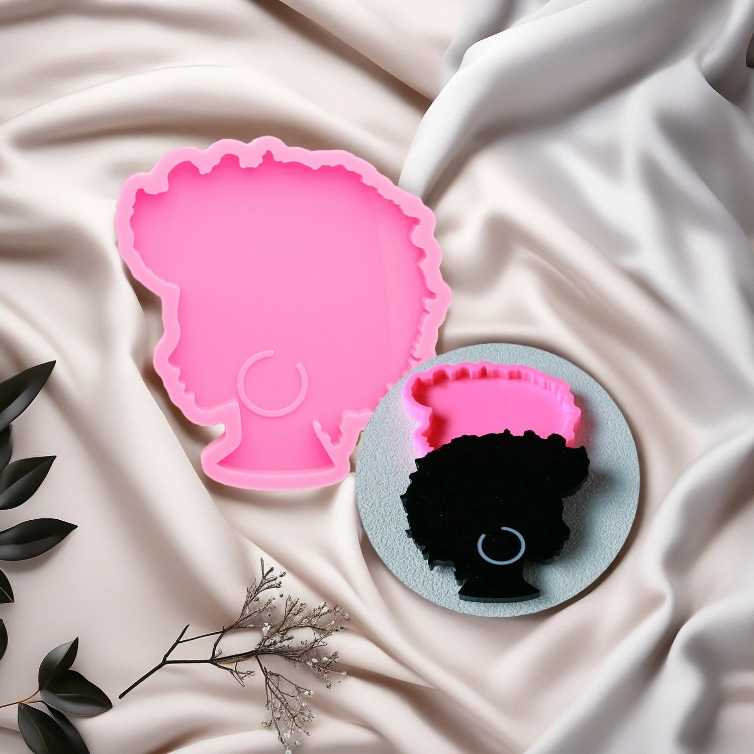 Shiny 3.54in Afro Girl Boy Hea - Casting Mold Jewelry Silicone Rubber recension och pris