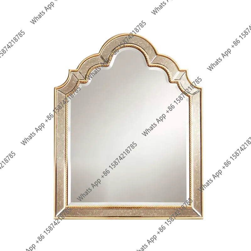 French bathroom mirror decorative wall hanging American light luxury bathroom wall hanging wall mirror bedroom European smart ma