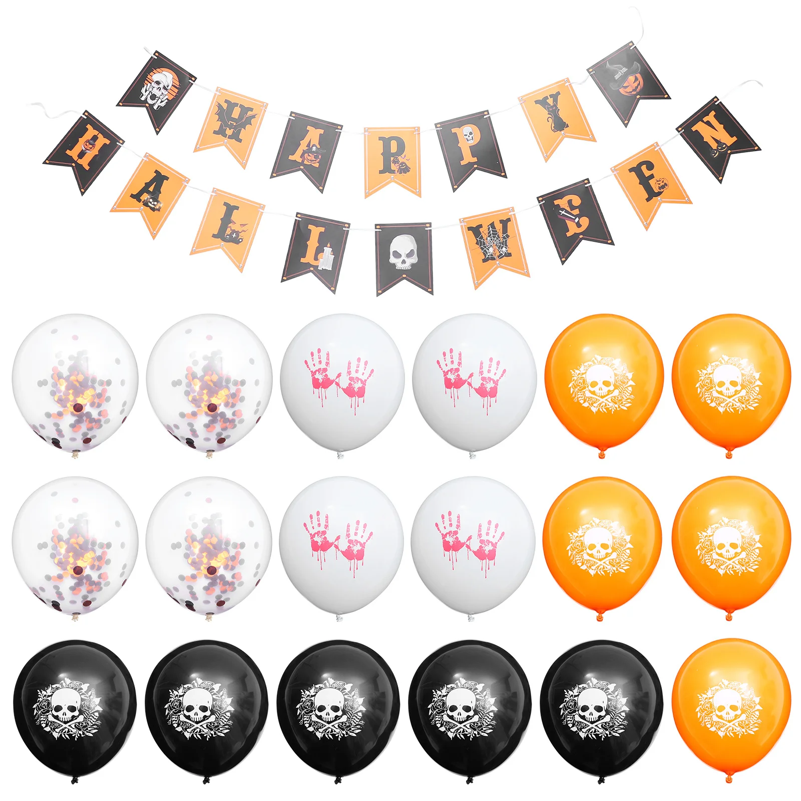

19Pcs Halloween Banner Balloons Paper Party Decorations Haunted House Ceiling Pendants Props Halloween Balloons and Banner