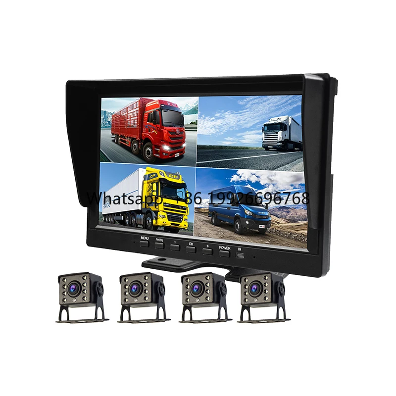 

360° Truck Driving Recorder 4 Way Camera Synchronous Video Display 7 Inch1080P Truck Blind Spot Warning Night Vision Waterproof