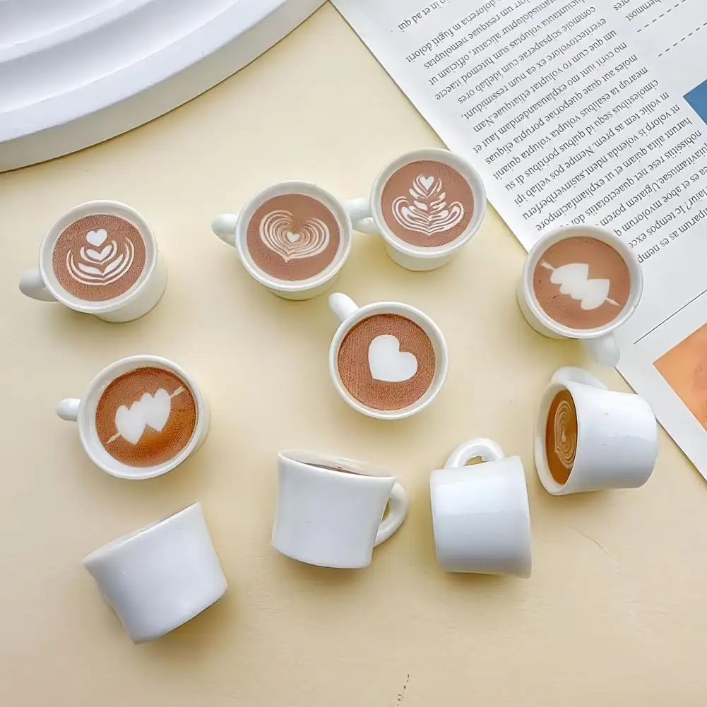 Resin Doll Kitchen Accessories 40pcs Mini Resin Coffee Cup Statues Vivid Micro Landscape Ornaments Lightweight Diy Dollhouse