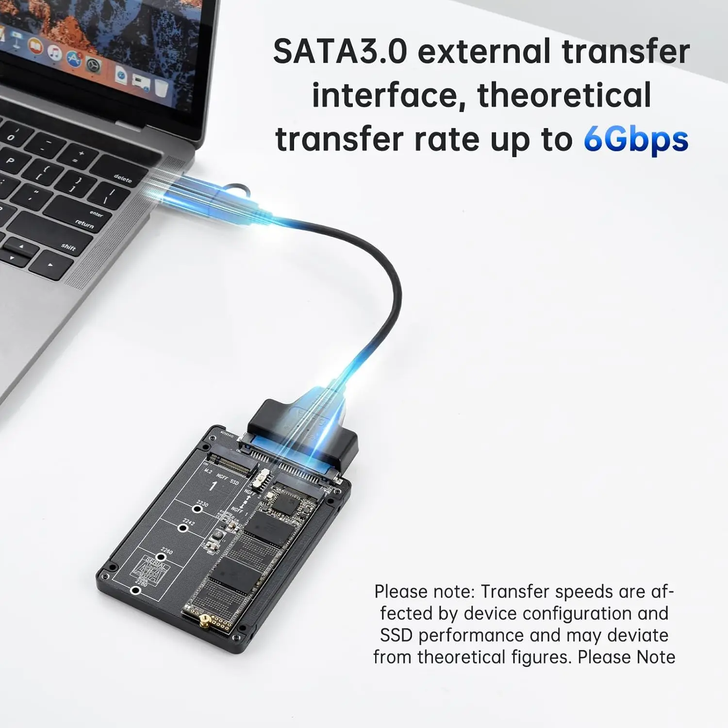 ثنائي المنفذ NGFF الحالة الصلبة إلى لوحة مهايئ المنفذ التسلسلي SATA 2 * M.2 إلى بطاقة توسيع SATA 3.0 إلى كابل USB الخارجي