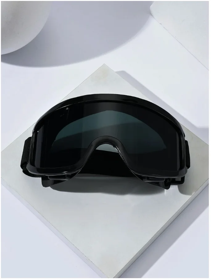 نظارات تزلج مرنة كبيرة الحجم باللون الأسود بالكامل، مناسبة للتزلج وركوب الدراجات والمغامرة والدراجات النارية والطرق الوعرة والغبار وقابلة للغسل #5