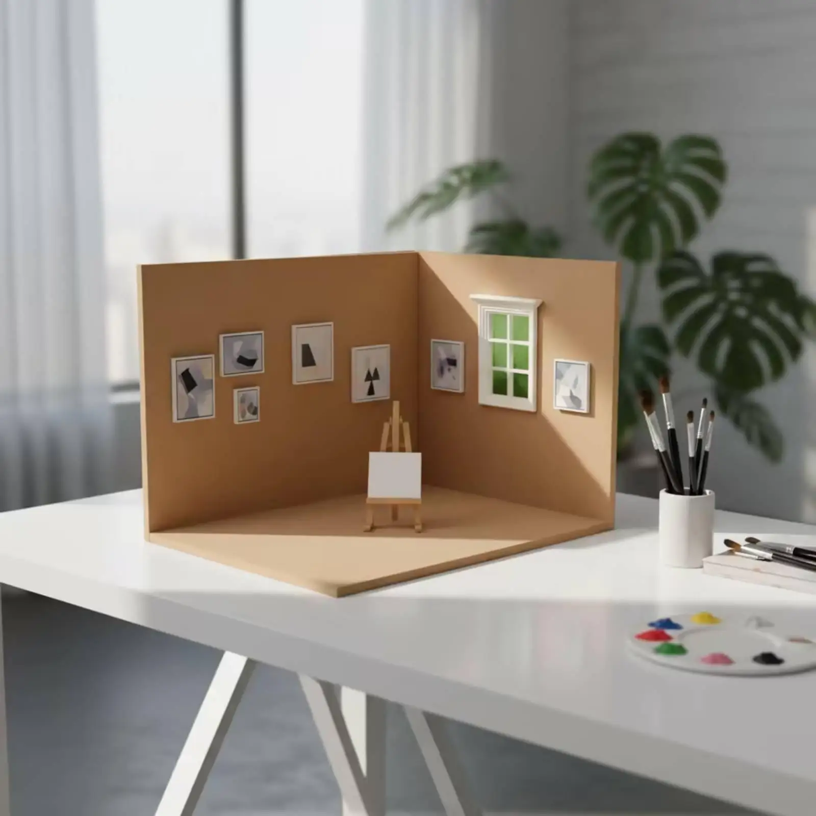 Dollhouse Room Backdrop Board Portable Banner Lightweight for Hobbyists