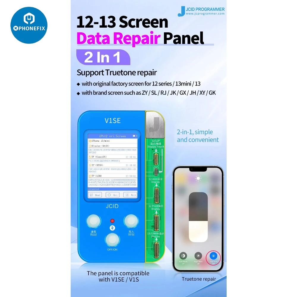 JCID V1SE Programmer Screen Sensitization Converter for IPhone 7 8 X 11 12 13 14 15 Pro Max LCD True Tone Original Color Repair