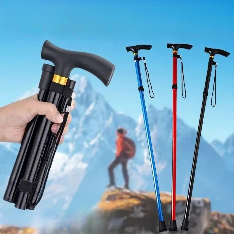 Teleskopische Faltbare Trekkingstöcke Ultraleichter Rutschfester Wanderstock Multifunktionale Wander- und Skiausrüstung für Outdoor-Aktivitäten