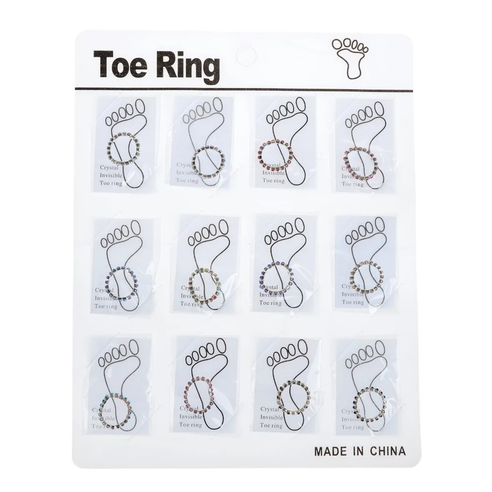 12pcs Adjustable Stretch Foot Hot Wholesale Jewelry for Women Crystal Rhinestone Finger Kunckle Rings Toe Rings Mix Color